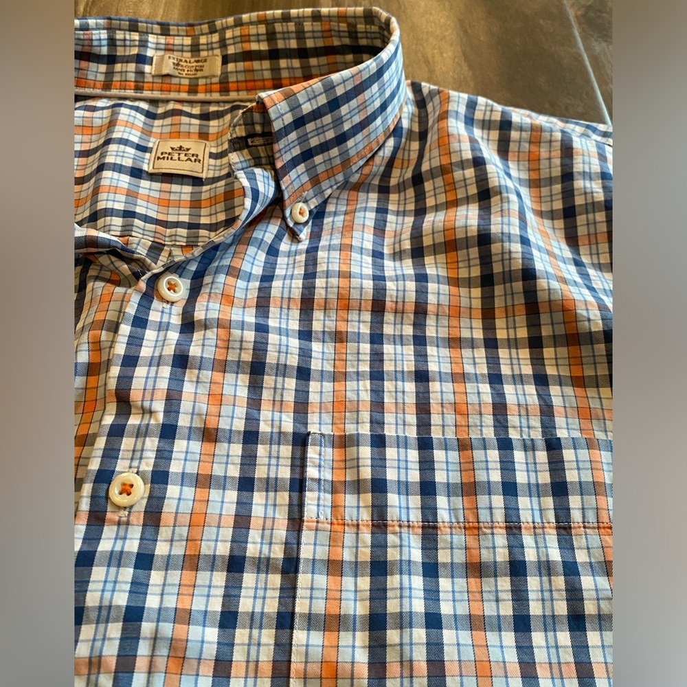 Peter millar shirt men’s XL multicolored plaid button down long sleeve cotton